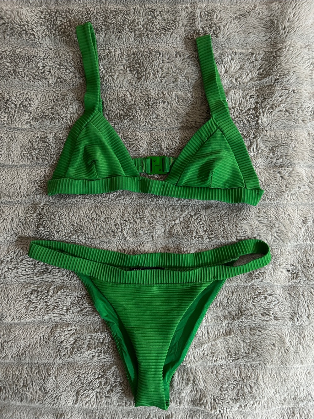 Zara Green Ribbed Two-Piece Bikini Set